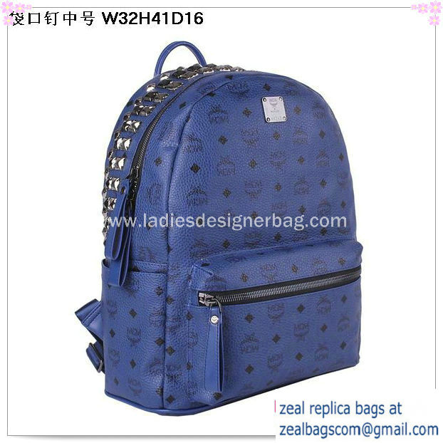 High Quality Replica MCM Medium Top Studs Backpack MC4232 Royal - Click Image to Close